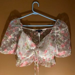 sheer flower croptop
